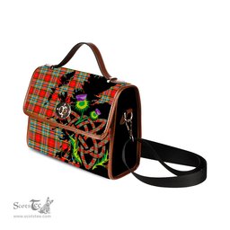 ScotsTee Shop Scottish Chattan Clan Tartan Canvas Bag Celtic Knot and Thistle with Scotland Map Bag