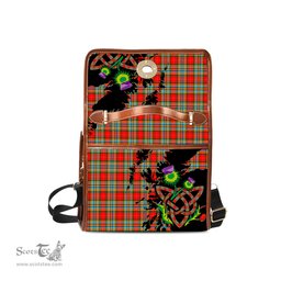 ScotsTee Shop Scottish Chattan Clan Tartan Canvas Bag Celtic Knot and Thistle with Scotland Map Bag