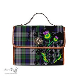 ScotsTee Shop Scottish Colquhoun Dress Clan Tartan Canvas Bag Celtic Knot and Thistle with Scotland Map Bag