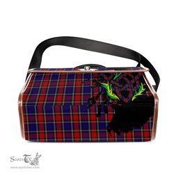 ScotsTee Shop Scottish Clark Red Clan Tartan Canvas Bag Celtic Knot and Thistle with Scotland Map Bag