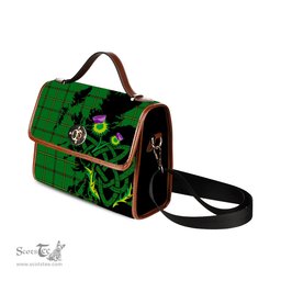 ScotsTee Shop Scottish Don Clan Tartan Canvas Bag Celtic Knot and Thistle with Scotland Map Bag