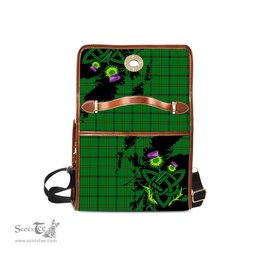 ScotsTee Shop Scottish Don Clan Tartan Canvas Bag Celtic Knot and Thistle with Scotland Map Bag