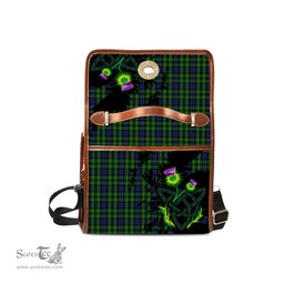 ScotsTee Shop Scottish Campbell of Breadalbane Clan Tartan Canvas Bag Celtic Knot and Thistle with Scotland Map Bag