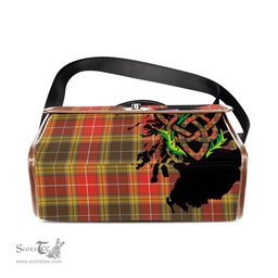 ScotsTee Shop Scottish Buchanan Old Set Weathered Clan Tartan Canvas Bag Celtic Knot and Thistle with Scotland Map Bag