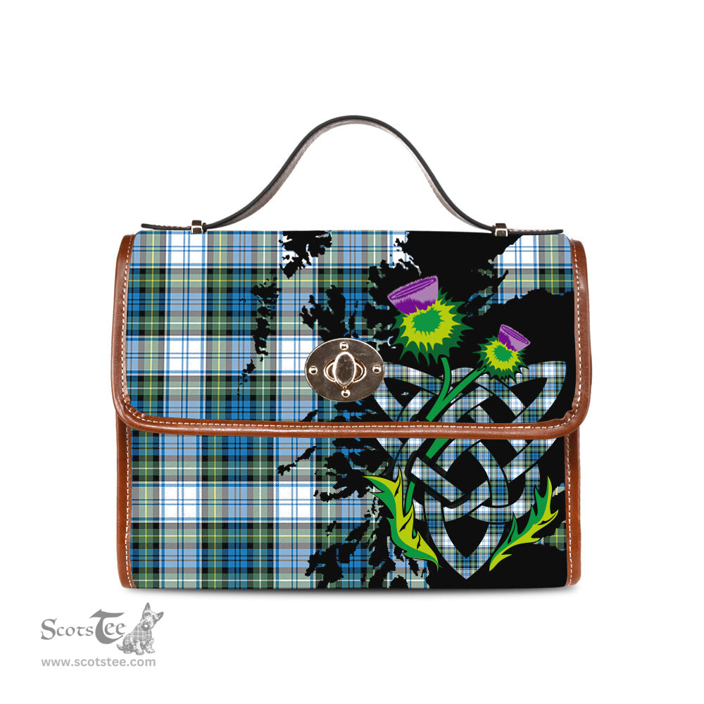 ScotsTee Shop Scottish Campbell Dress Ancient Clan Tartan Canvas Bag Celtic Knot and Thistle with Scotland Map Bag