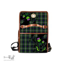 ScotsTee Shop Scottish Farquharson Dress Clan Tartan Canvas Bag Celtic Knot and Thistle with Scotland Map Bag