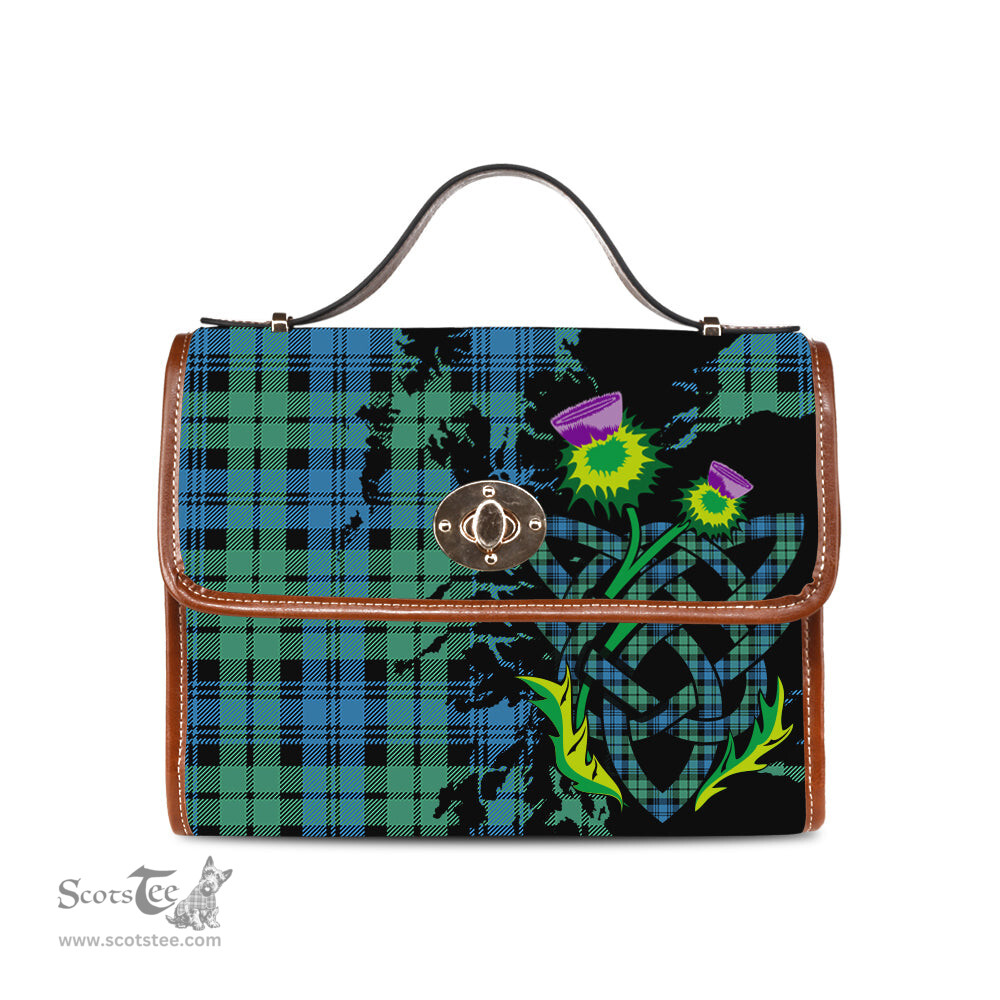 ScotsTee Shop Scottish Campbell Ancient 01 Clan Tartan Canvas Bag Celtic Knot and Thistle with Scotland Map Bag