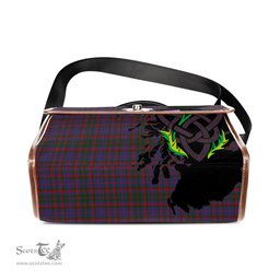 ScotsTee Shop Scottish Cumming Clan Tartan Canvas Bag Celtic Knot and Thistle with Scotland Map Bag