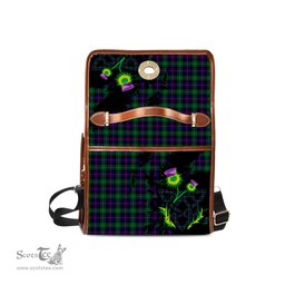 ScotsTee Shop Scottish Campbell of Cawdor Modern Clan Tartan Canvas Bag Celtic Knot and Thistle with Scotland Map Bag