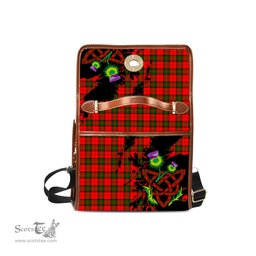 ScotsTee Shop Scottish Dunbar Modern Clan Tartan Canvas Bag Celtic Knot and Thistle with Scotland Map Bag