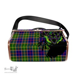 ScotsTee Shop Scottish Dalrymple Clan Tartan Canvas Bag Celtic Knot and Thistle with Scotland Map Bag
