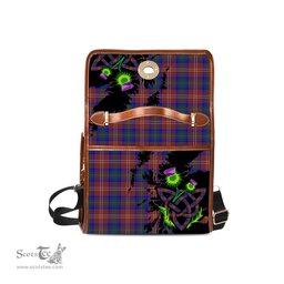 ScotsTee Shop Scottish Chisholm Hunting Modern Clan Tartan Canvas Bag Celtic Knot and Thistle with Scotland Map Bag
