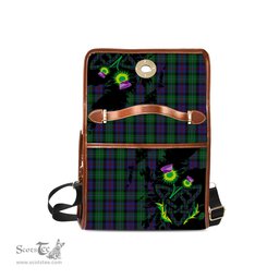 ScotsTee Shop Scottish Campbell of Cawdor Clan Tartan Canvas Bag Celtic Knot and Thistle with Scotland Map Bag