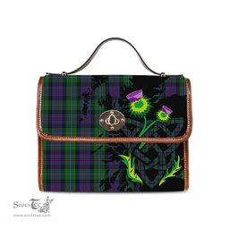 ScotsTee Shop Scottish Campbell of Cawdor Clan Tartan Canvas Bag Celtic Knot and Thistle with Scotland Map Bag
