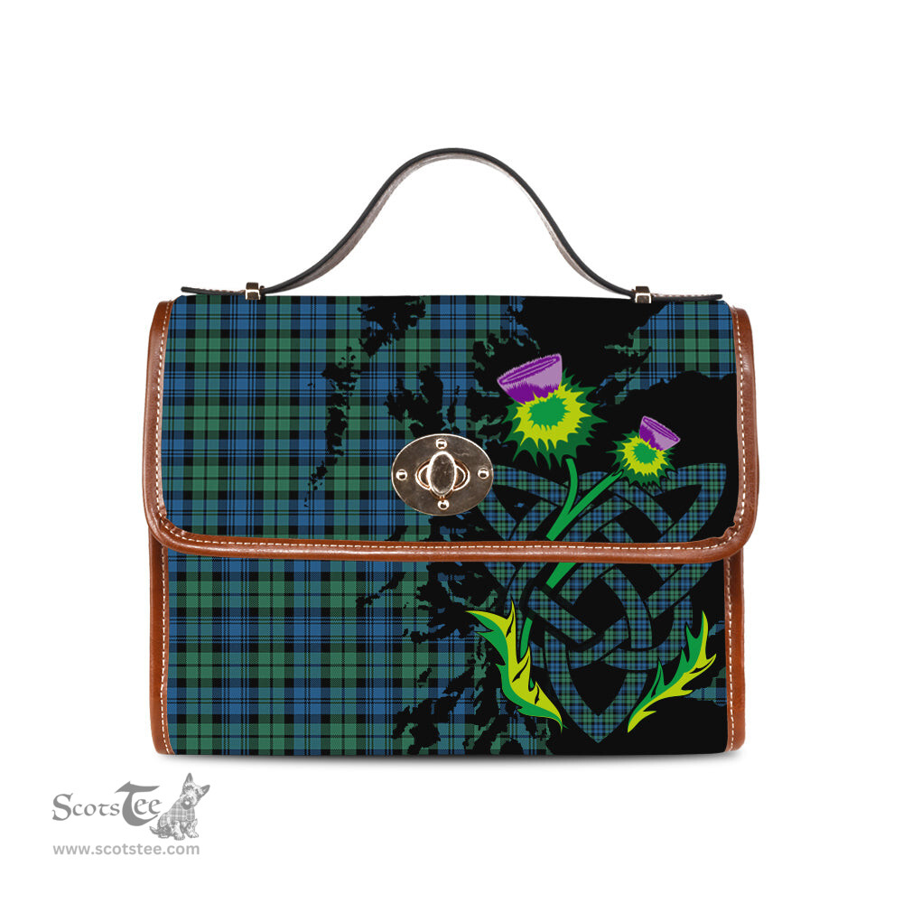 ScotsTee Shop Scottish Campbell Ancient 02 Clan Tartan Canvas Bag Celtic Knot and Thistle with Scotland Map Bag
