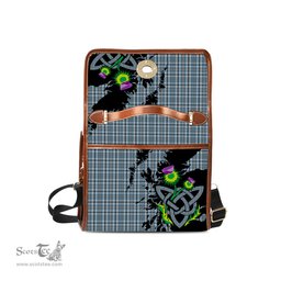 ScotsTee Shop Scottish Conquergood Clan Tartan Canvas Bag Celtic Knot and Thistle with Scotland Map Bag