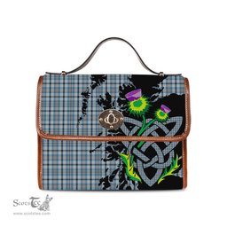 ScotsTee Shop Scottish Conquergood Clan Tartan Canvas Bag Celtic Knot and Thistle with Scotland Map Bag