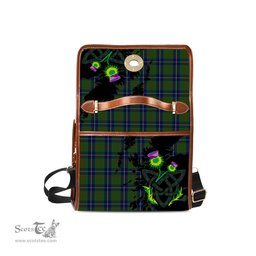 ScotsTee Shop Scottish Cameron of Lochiel Hunting Clan Tartan Canvas Bag Celtic Knot and Thistle with Scotland Map Bag