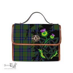 ScotsTee Shop Scottish Cameron of Lochiel Hunting Clan Tartan Canvas Bag Celtic Knot and Thistle with Scotland Map Bag