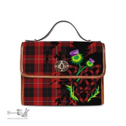 ScotsTee Shop Scottish Cunningham Clan Tartan Canvas Bag Celtic Knot and Thistle with Scotland Map Bag