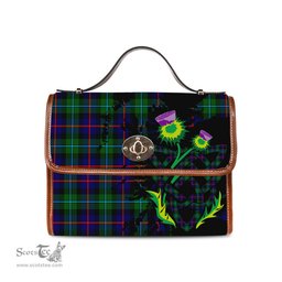 ScotsTee Shop Scottish Calder Modern Clan Tartan Canvas Bag Celtic Knot and Thistle with Scotland Map Bag