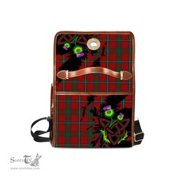 ScotsTee Shop Scottish Cruikshank Clan Tartan Canvas Bag Celtic Knot and Thistle with Scotland Map Bag
