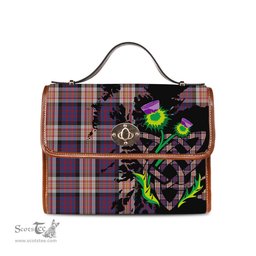 ScotsTee Shop Scottish Carnegie Clan Tartan Canvas Bag Celtic Knot and Thistle with Scotland Map Bag