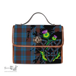 ScotsTee Shop Scottish Cameron Hunting Clan Tartan Canvas Bag Celtic Knot and Thistle with Scotland Map Bag