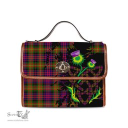 ScotsTee Shop Scottish Carnegie Modern Clan Tartan Canvas Bag Celtic Knot and Thistle with Scotland Map Bag