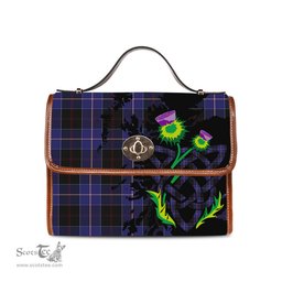 ScotsTee Shop Scottish Dunlop Clan Tartan Canvas Bag Celtic Knot and Thistle with Scotland Map Bag