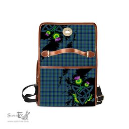 ScotsTee Shop Scottish Falconer Clan Tartan Canvas Bag Celtic Knot and Thistle with Scotland Map Bag