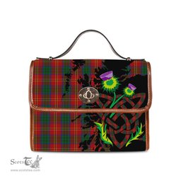 ScotsTee Shop Scottish Connolly Dress Clan Tartan Canvas Bag Celtic Knot and Thistle with Scotland Map Bag