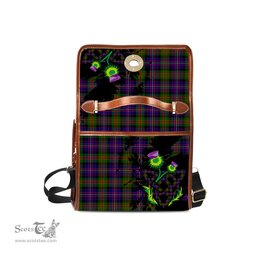 ScotsTee Shop Scottish Cameron of Erracht Modern Clan Tartan Canvas Bag Celtic Knot and Thistle with Scotland Map Bag