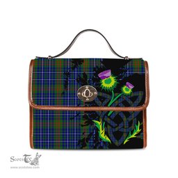 ScotsTee Shop Scottish Edmonstone of Duntreath Clan Tartan Canvas Bag Celtic Knot and Thistle with Scotland Map Bag