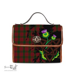 ScotsTee Shop Scottish Denny Hunting Clan Tartan Canvas Bag Celtic Knot and Thistle with Scotland Map Bag