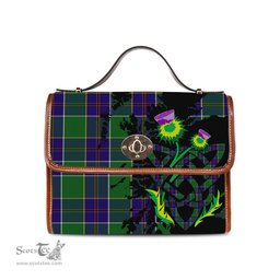 ScotsTee Shop Scottish Inkster Clan Tartan Canvas Bag Celtic Knot and Thistle with Scotland Map Bag