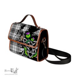 ScotsTee Shop Scottish Glendinning Clan Tartan Canvas Bag Celtic Knot and Thistle with Scotland Map Bag
