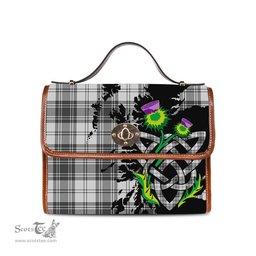 ScotsTee Shop Scottish Glendinning Clan Tartan Canvas Bag Celtic Knot and Thistle with Scotland Map Bag