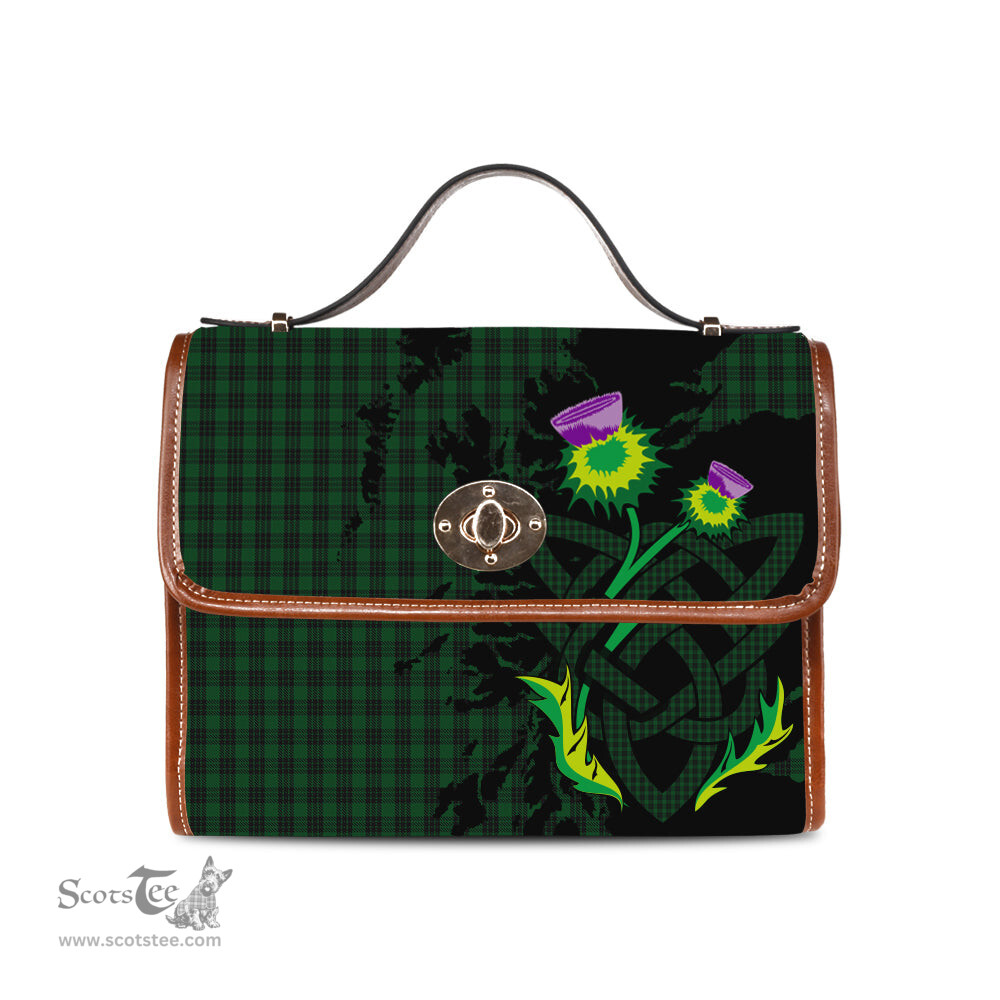 ScotsTee Shop Scottish Graham Clan Tartan Canvas Bag Celtic Knot and Thistle with Scotland Map Bag