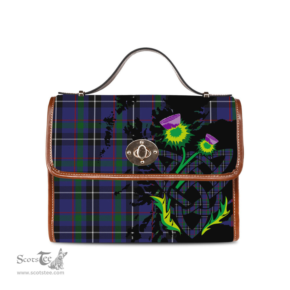 ScotsTee Shop Scottish Grainger Clan Tartan Canvas Bag Celtic Knot and Thistle with Scotland Map Bag