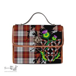 ScotsTee Shop Scottish Gillies Red Dress Clan Tartan Canvas Bag Celtic Knot and Thistle with Scotland Map Bag