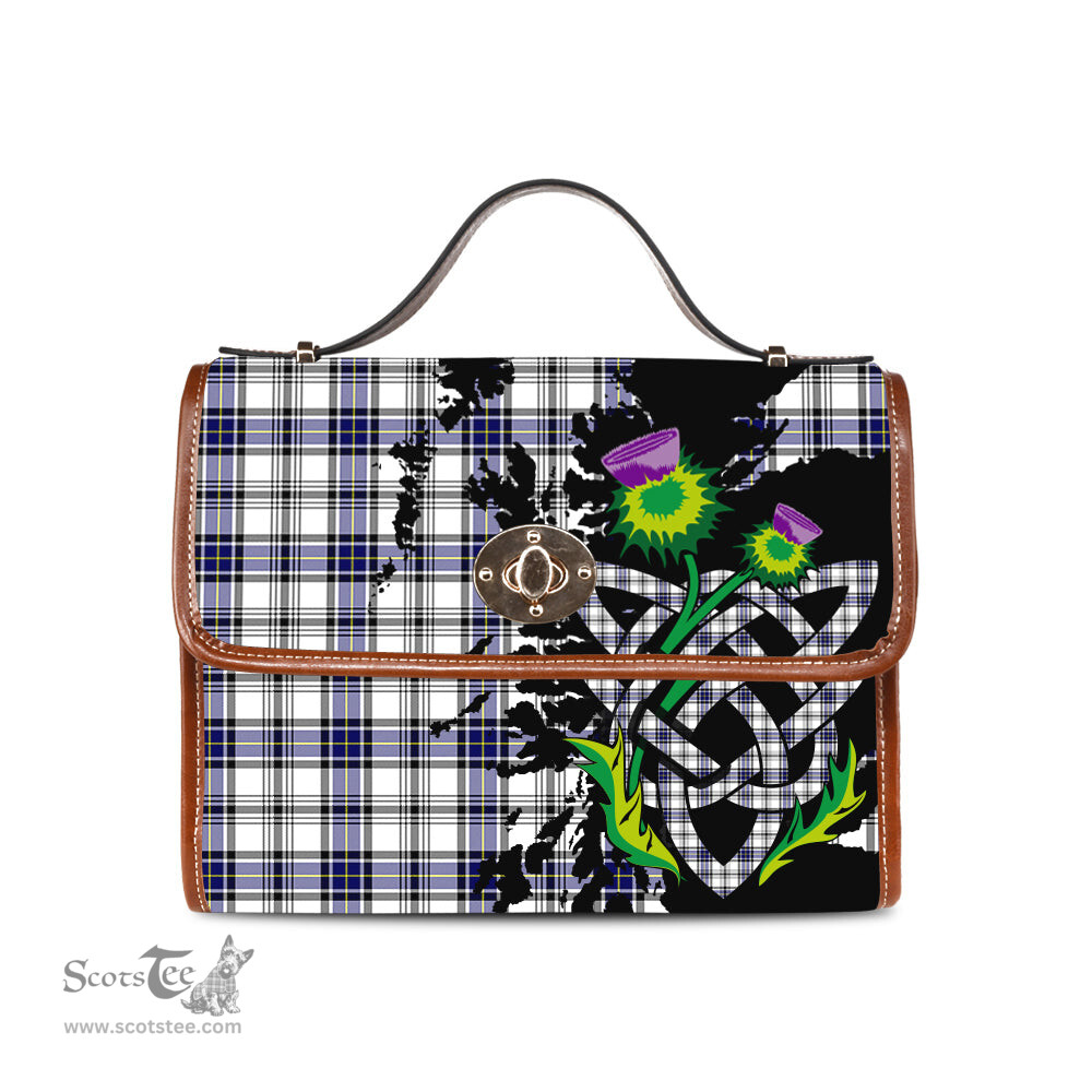 ScotsTee Shop Scottish Hannay Modern Clan Tartan Canvas Bag Celtic Knot and Thistle with Scotland Map Bag
