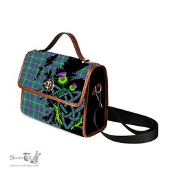 ScotsTee Shop Scottish Inglis Ancient Clan Tartan Canvas Bag Celtic Knot and Thistle with Scotland Map Bag