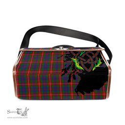 ScotsTee Shop Scottish Fraser of Lovat Clan Tartan Canvas Bag Celtic Knot and Thistle with Scotland Map Bag
