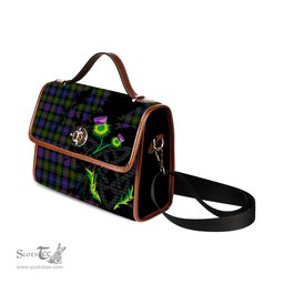 ScotsTee Shop Scottish Fleming Clan Tartan Canvas Bag Celtic Knot and Thistle with Scotland Map Bag
