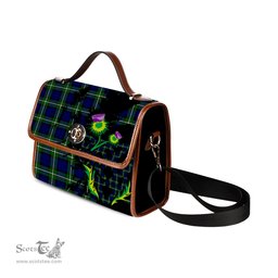 ScotsTee Shop Scottish Forbes Modern Clan Tartan Canvas Bag Celtic Knot and Thistle with Scotland Map Bag