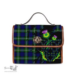 ScotsTee Shop Scottish Forbes Modern Clan Tartan Canvas Bag Celtic Knot and Thistle with Scotland Map Bag