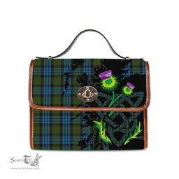 ScotsTee Shop Scottish Fletcher of Dunans Clan Tartan Canvas Bag Celtic Knot and Thistle with Scotland Map Bag