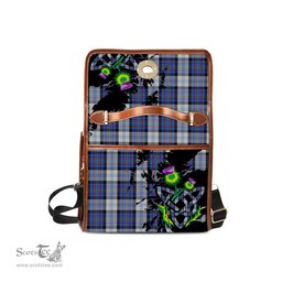 ScotsTee Shop Scottish Gillies Dress Blue Clan Tartan Canvas Bag Celtic Knot and Thistle with Scotland Map Bag