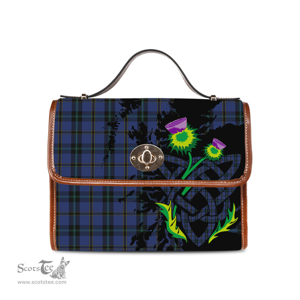 ScotsTee Shop Scottish Hope (Vere - Weir) Clan Tartan Canvas Bag Celtic Knot and Thistle with Scotland Map Bag